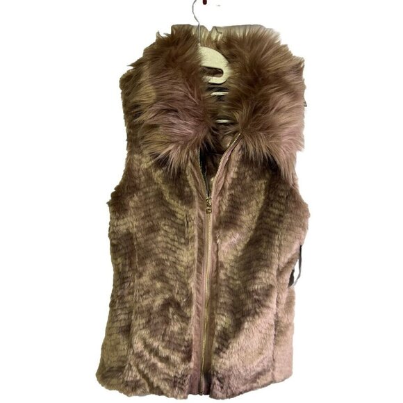 MARC NEW YORK NWT Stunning Mauve Faux Fur Sleeveless Coat Vest Size XS - Picture 1 of 10